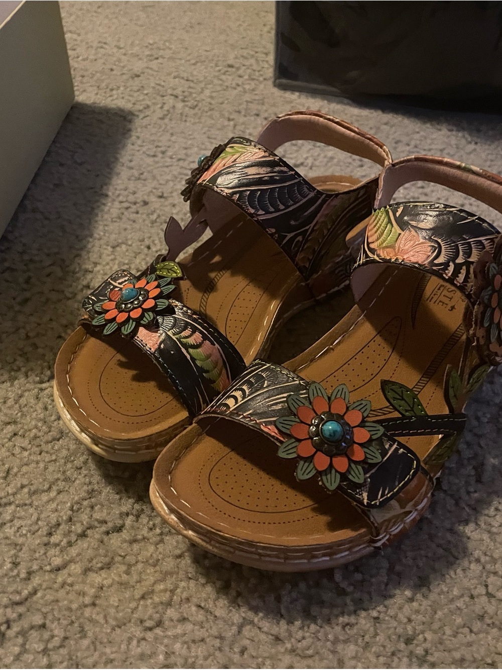 Floral Embellished Multicolor Women’s Wedge Sandals